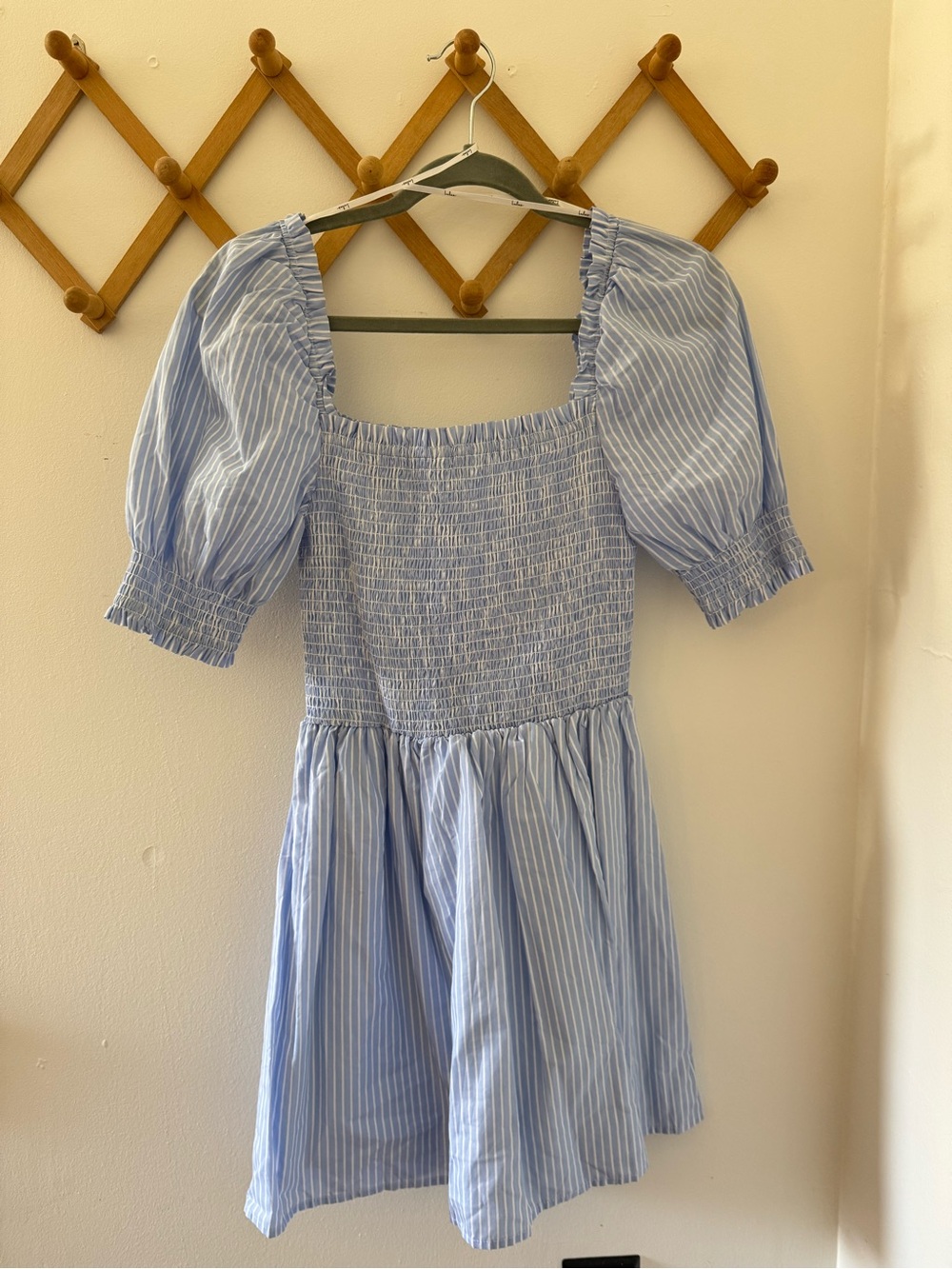 Lulus Light Blue Striped Puff Sleeve Dress